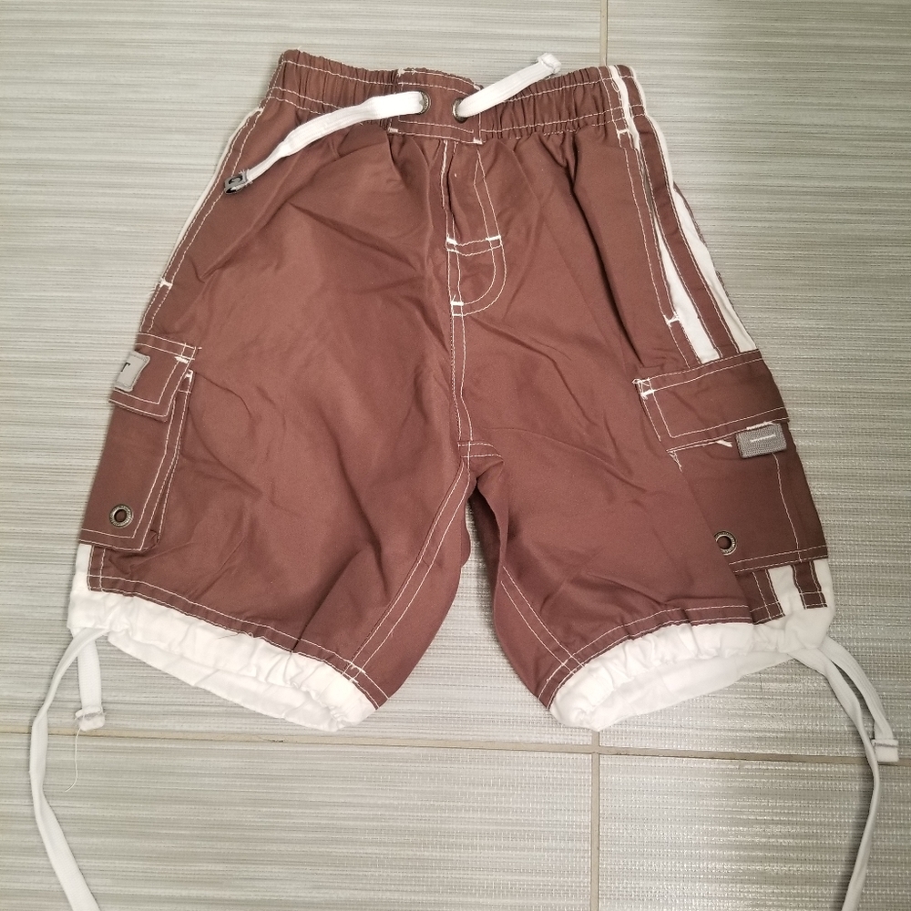 Boys Brown bathing suit w side ties NWOT